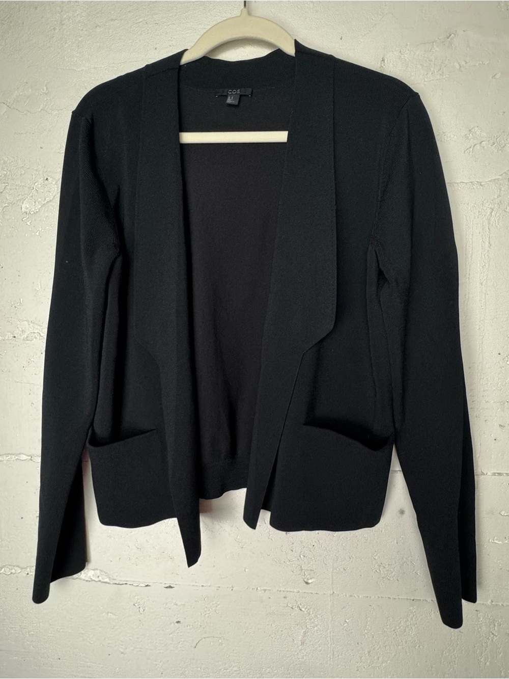 COS Black Minimal Knit Cardigan Blazer Jacket Structured With Pockets Size M‎